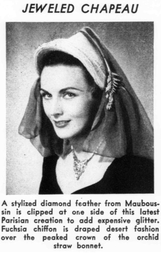 Stylized diamond feather, May 1951 ad