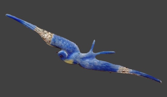 Swallow sterling silver enameled brooch pin