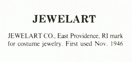 Tademark for costume jewelry, Jewelart Co., East Providence, RI, first used November 1946