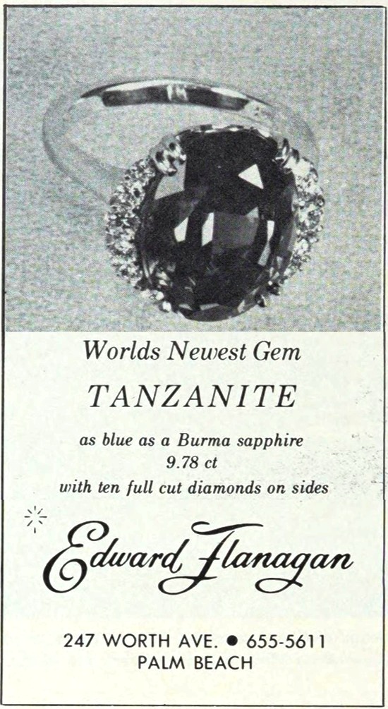 Tanzanite and diamond ring, February 1971 ad