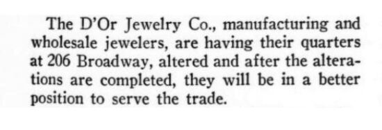The alteration of D'Or quarters at 206 Broadway, JCK August 1927 note