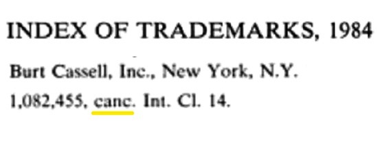 Trademark cancelled in 1984