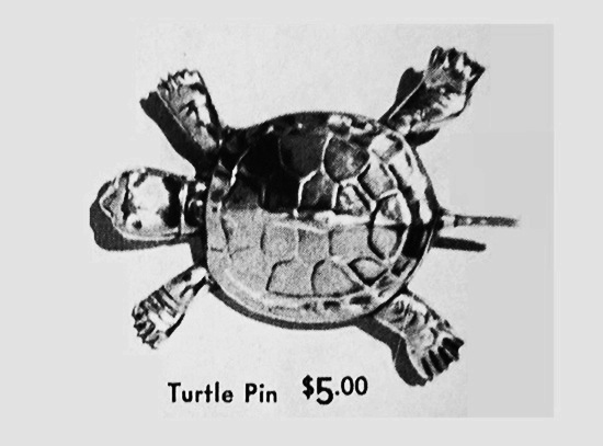 Turtle sterling silver pin