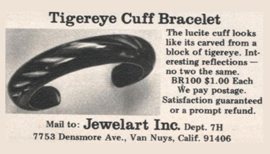 Tiger-eye lucite Cuff Bracelet. Seventeen Magazine Oct 1975