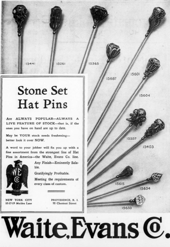 Stone Hat pins, October 1913