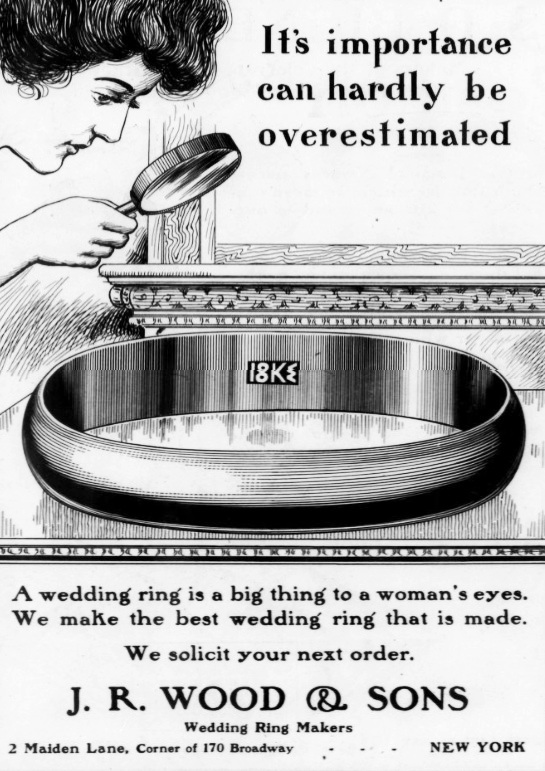 Wedding ring, August 1909 ad