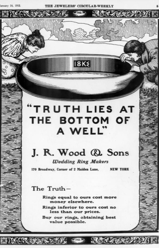 Wedding ring makers, January 1912 ad
