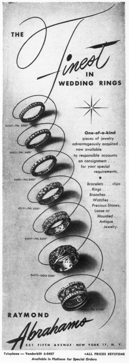 Wedding rings, December 1945 ad