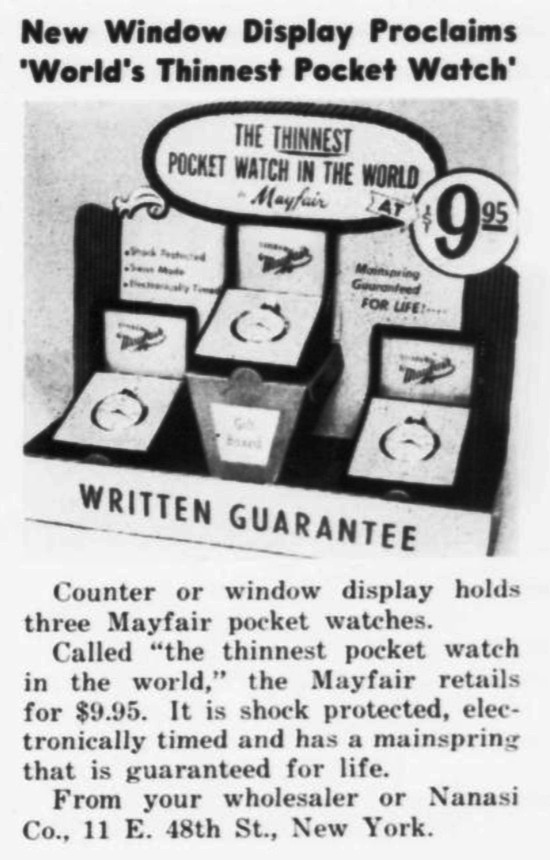 World's Thinnest Pocket Watch, October 1958